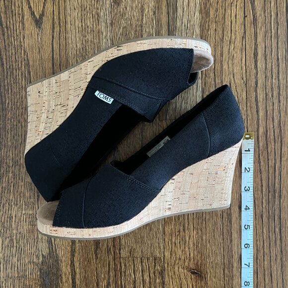 TOMS Women's Classic Espadrille Wedge Peep Toe Sandals EUC Size 9.5 - Picture 5 of 9